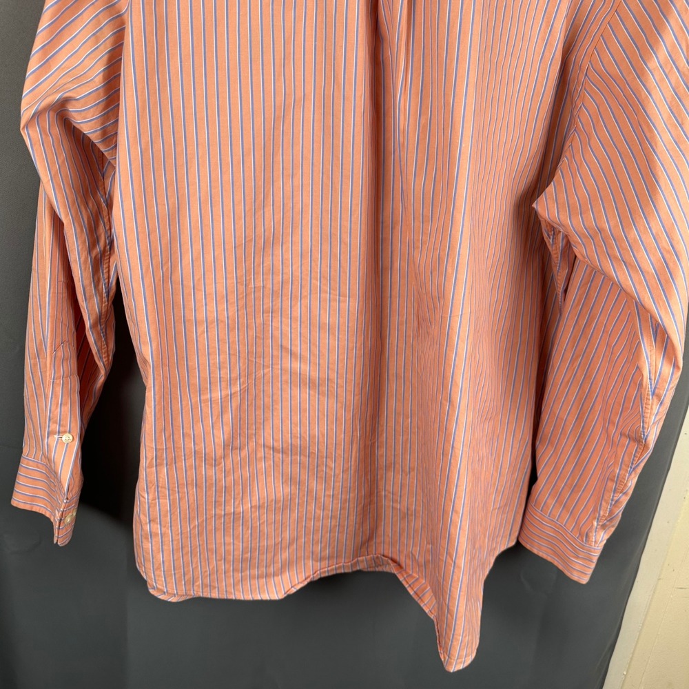 Ralph Lauren Mens Classic Fit Striped Button Down Shirt Orange Blue 17.5 34/35 - Picture 5 of 8